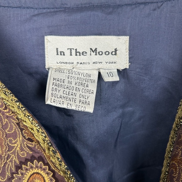 Vintage  In the Mood Paisley Brocade Jacket - size 10 made in Korea gold trim - Picture 2 of 4